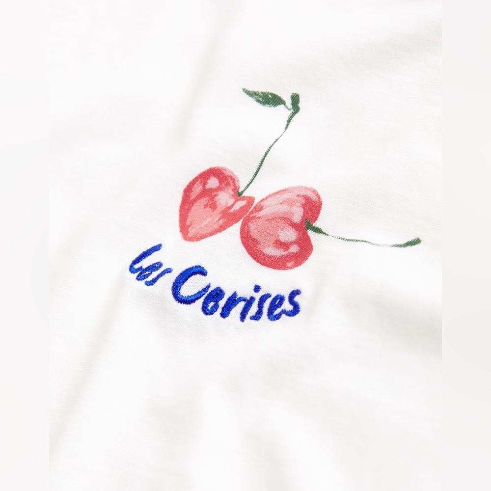 Abercrombie Cherry Graphic Tee White Y2K Baby Tee Slim Fit XXS - Picture 3 of 9